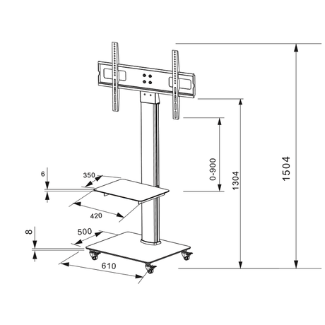 DQ Mobilt TV Stativ Adrian 2 Alu - tvophaeng.dk