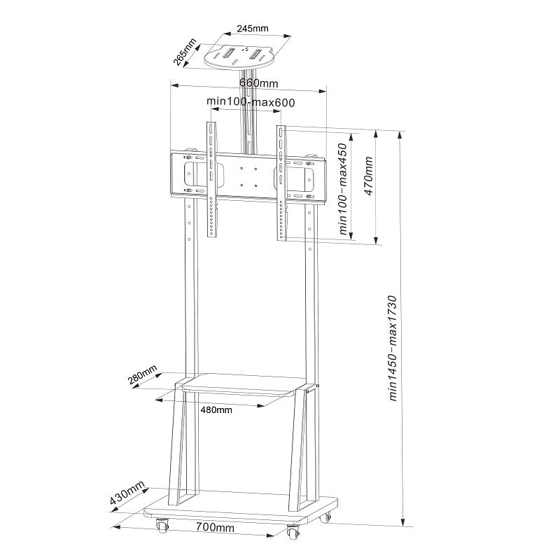 DQ Mobilt TV Stativ Artemis Sort - tvophaeng.dk