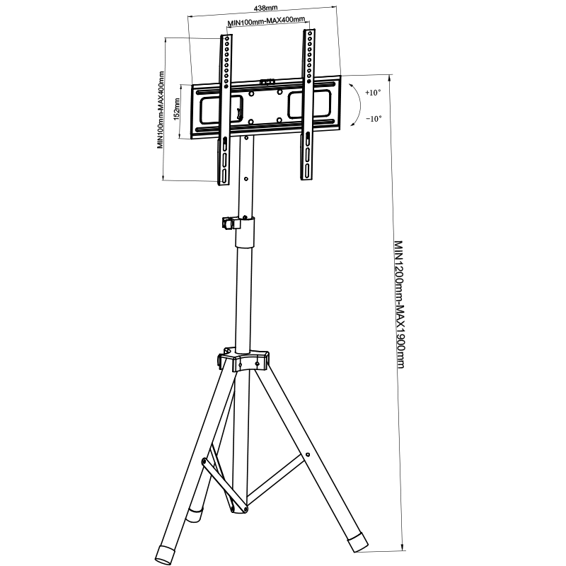 DQ Tripod VESA 400 TV Stativ - tvophaeng.dk