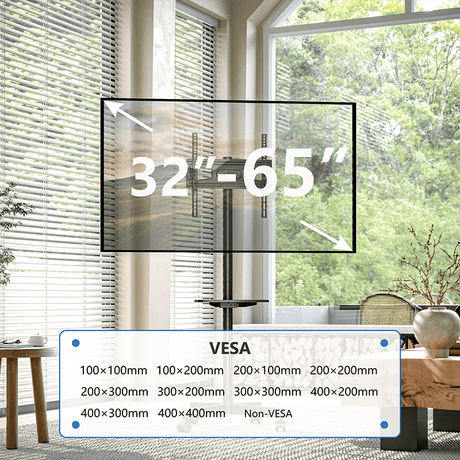 DQ TV Stativ Nyna mobilt sort - tvophaeng.dk