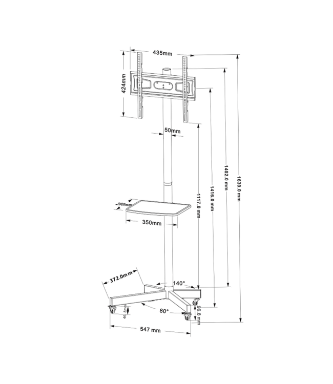 DQ TV Stativ Nyna mobilt sort - tvophaeng.dk