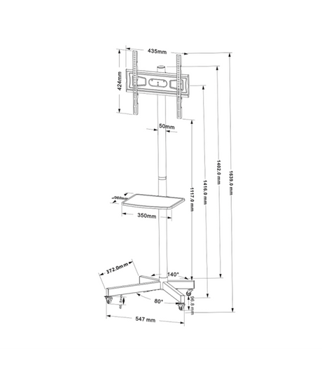 DQ TV Stativ Nyna mobilt sort - tvophaeng.dk