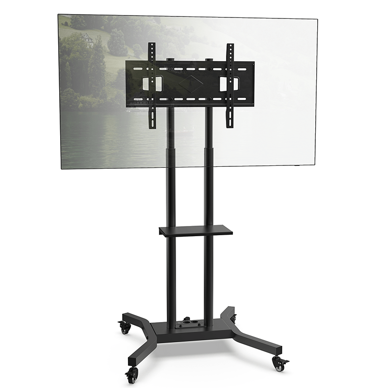 DQ Wall - Support TV Stander Cato sort med stikkontakter og USB - porte - tvophaeng.dk