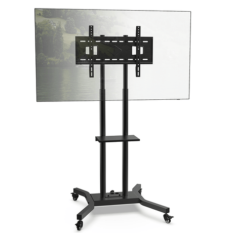 DQ Wall - Support TV Stander Cato sort med stikkontakter og USB - porte - tvophaeng.dk