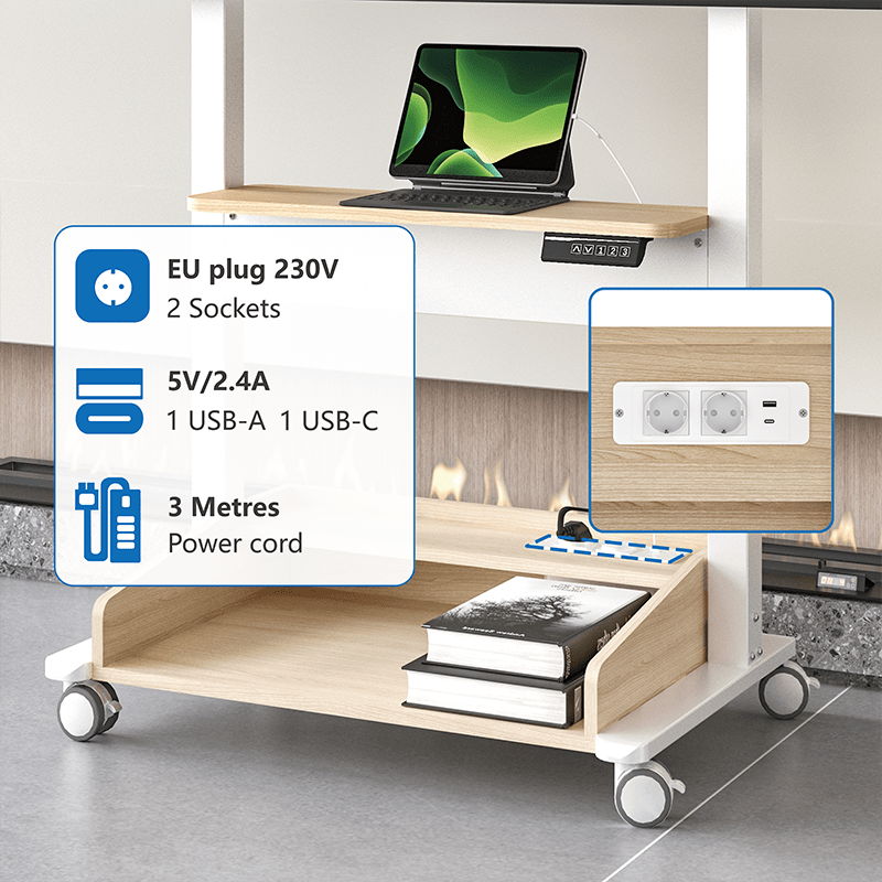 DQ Wall - Support TV Stander Zelos hvid elektrisk justerbar - tvophaeng.dk
