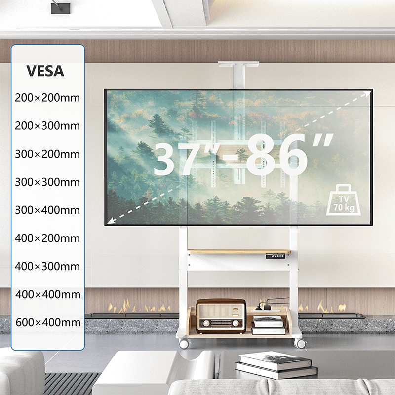 DQ Wall - Support TV Stander Zelos hvid elektrisk justerbar - tvophaeng.dk