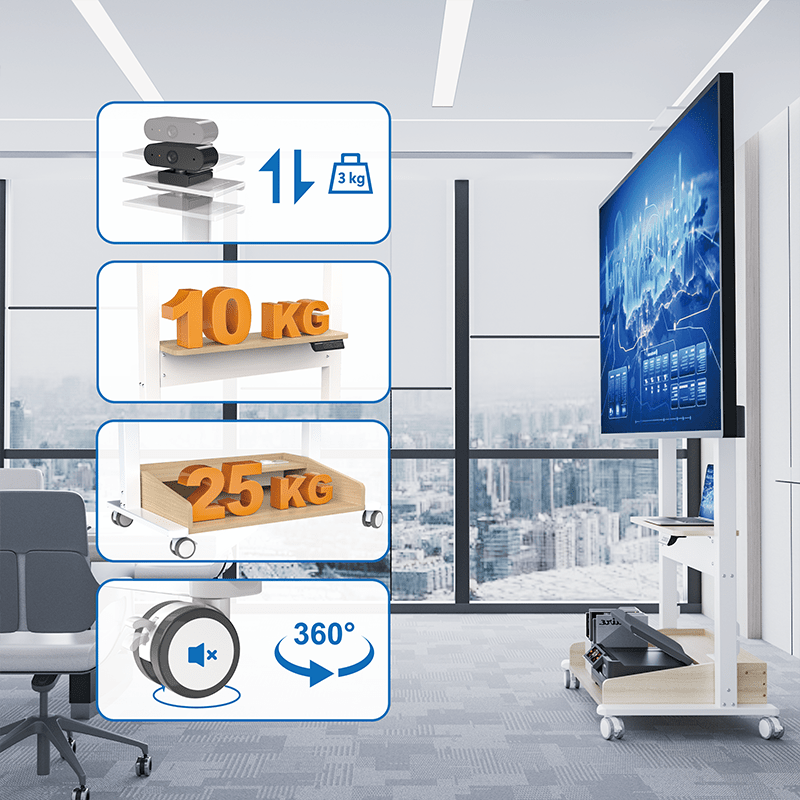DQ Wall - Support TV Stander Zelos hvid elektrisk justerbar - tvophaeng.dk