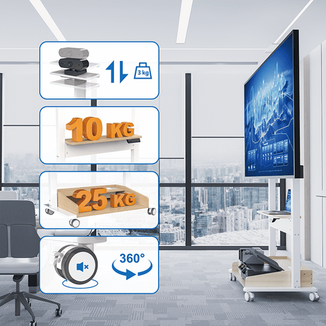 DQ Wall - Support TV Stander Zelos hvid elektrisk justerbar - tvophaeng.dk