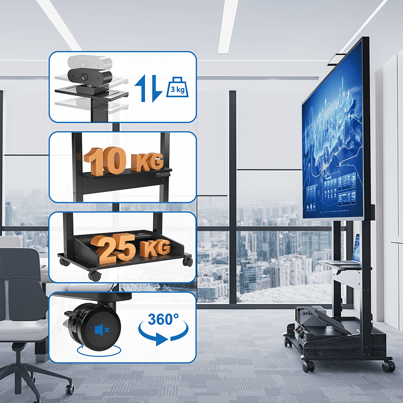 DQ Wall - Support TV Stander Zelos sort elektrisk justerbar - tvophaeng.dk