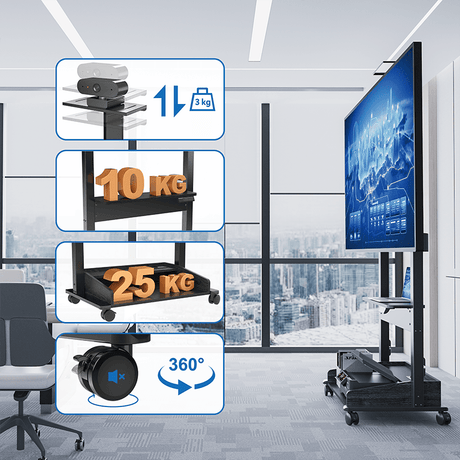 DQ Wall - Support TV Stander Zelos sort elektrisk justerbar - tvophaeng.dk