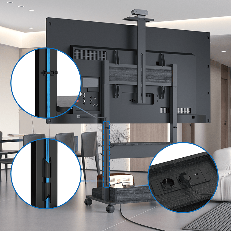 DQ Wall - Support TV Stander Zelos sort elektrisk justerbar - tvophaeng.dk