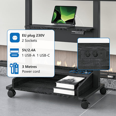 DQ Wall - Support TV Stander Zelos sort elektrisk justerbar - tvophaeng.dk