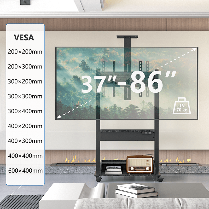 DQ Wall - Support TV Stander Zelos sort elektrisk justerbar - tvophaeng.dk