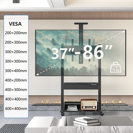 DQ Wall - Support TV Stander Zelos sort elektrisk justerbar - tvophaeng.dk