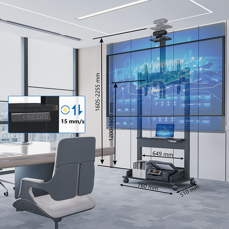 DQ Wall - Support TV Stander Zelos sort elektrisk justerbar - tvophaeng.dk