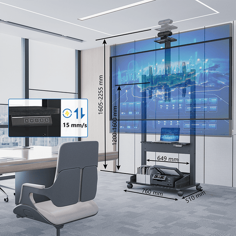 DQ Wall - Support TV Stander Zelos sort elektrisk justerbar - tvophaeng.dk