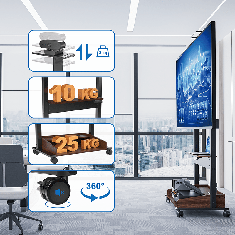 DQ Wall - Support TV Stander Zelos sort elektrisk justerbar sort valnød - tvophaeng.dk