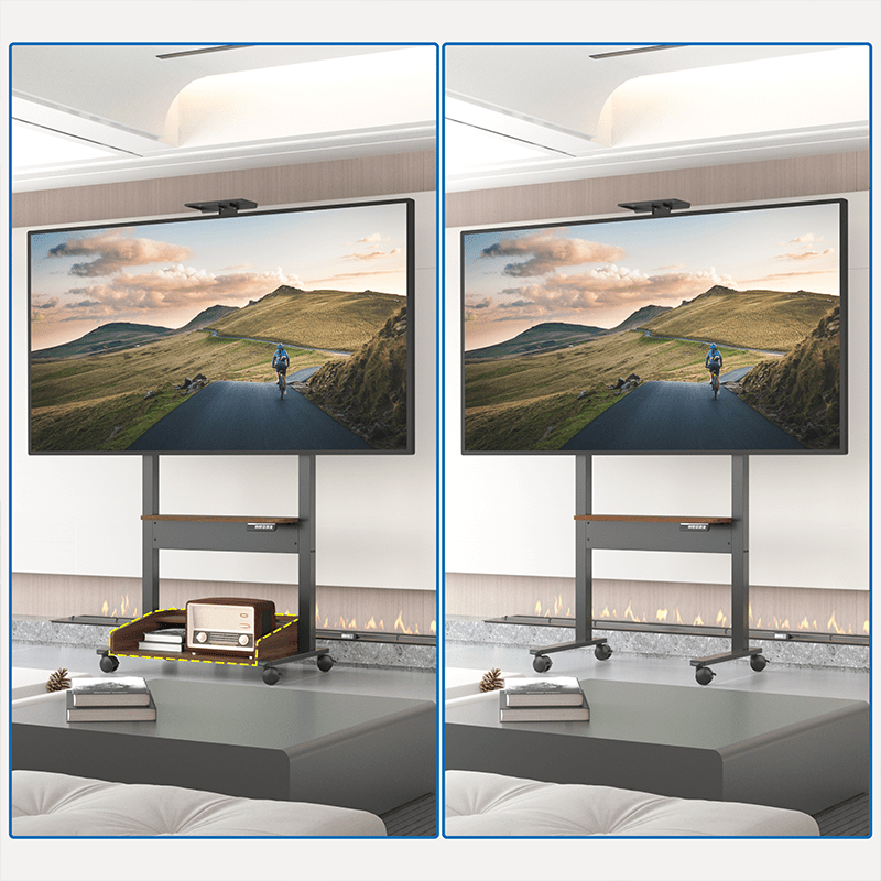 DQ Wall - Support TV Stander Zelos sort elektrisk justerbar sort valnød - tvophaeng.dk