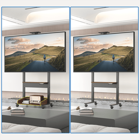 DQ Wall - Support TV Stander Zelos sort elektrisk justerbar sort valnød - tvophaeng.dk