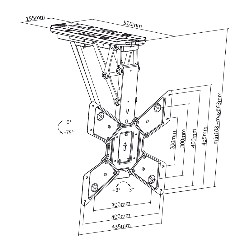 My Wall elektrisk TV loftsophæng HL40ML - tvophaeng.dk