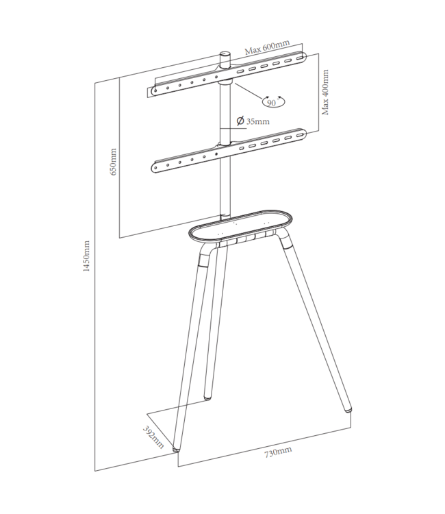 XTRARM Ayta tripod TV stativ Sort - tvophaeng.dk