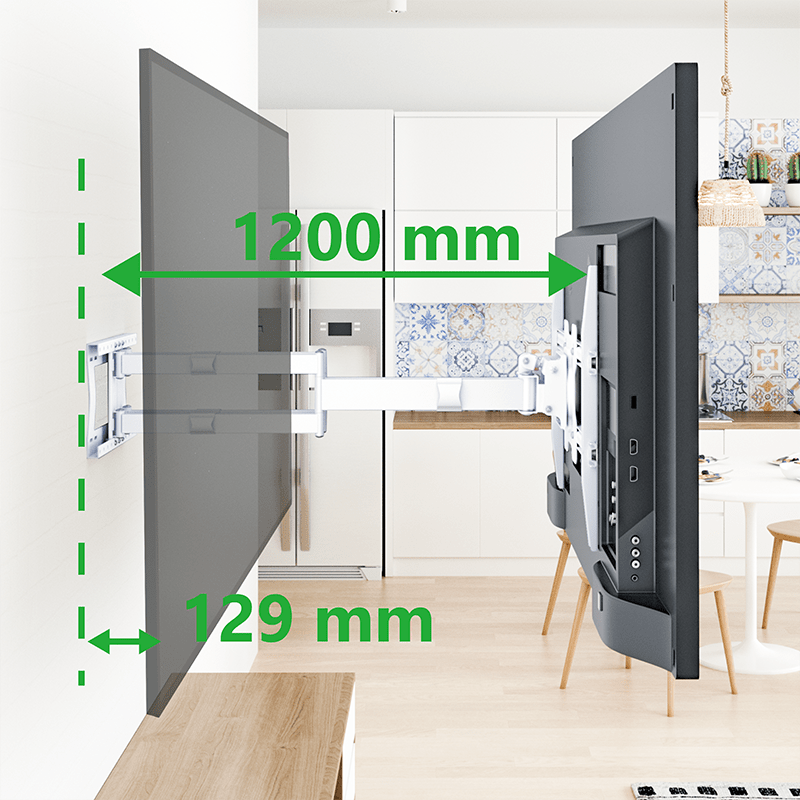 XTRARM Cratos 120 cm Rotate 600 TV ophæng hvid - tvophaeng.dk