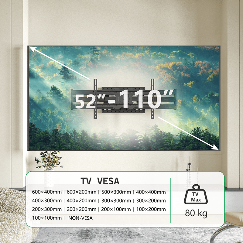 XTRARM Cratos 120 cm Rotate 600 TV ophæng sort - tvophaeng.dk