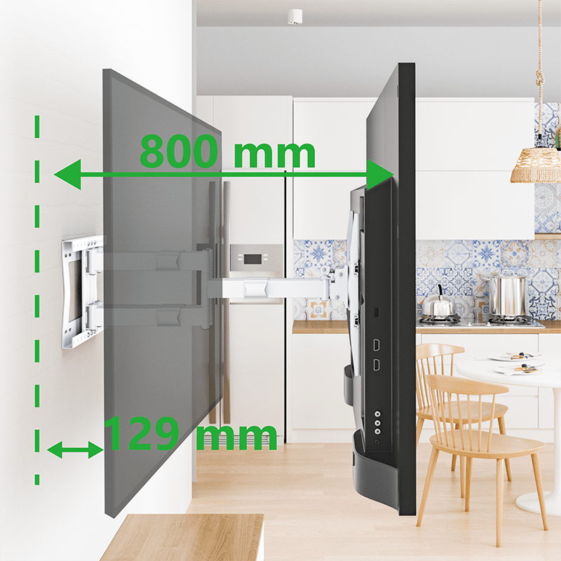 XTRARM Cratos 80 cm Rotate 600 TV ophæng hvid - tvophaeng.dk