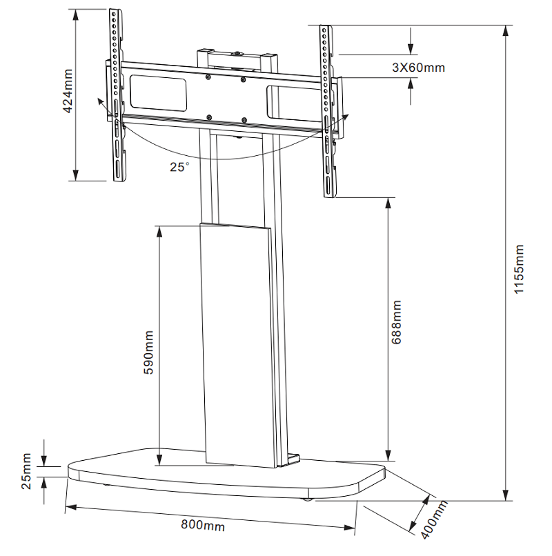 XTRARM Ferro TV stativ Sort/Grå - tvophaeng.dk