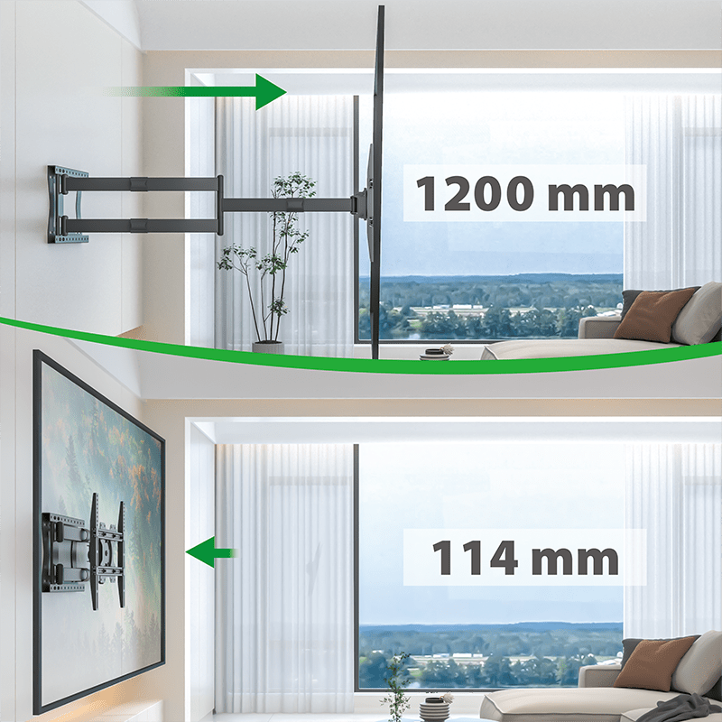 XTRARM Ferrom 120 cm Rotate 400 TV ophæng sort - tvophaeng.dk