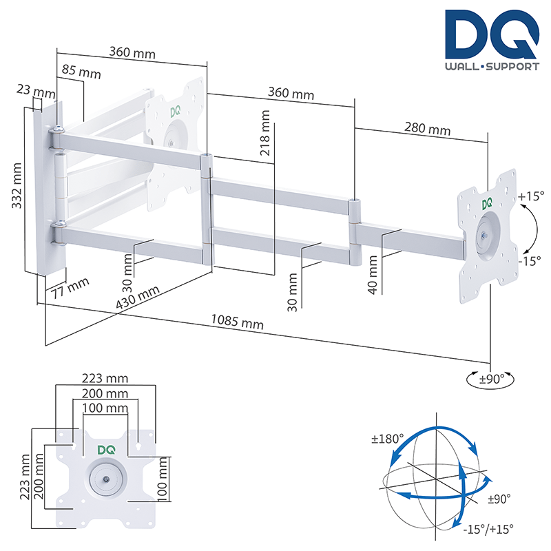 XTRARM Rotate XL Hvid 98,5cm TV Ophæng - tvophaeng.dk