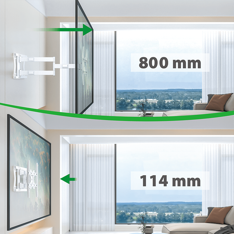 XTRARM Tantal 80 cm Flex 400 TV ophæng hvid - tvophaeng.dk