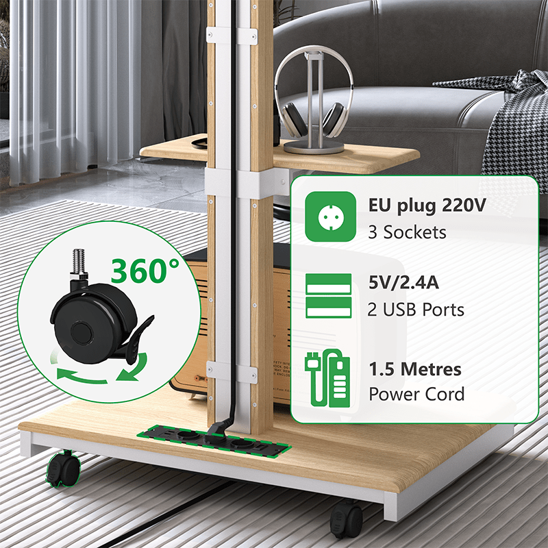 XTRARM TV Stander Elite hvid/bøg elektrisk justerbar - tvophaeng.dk