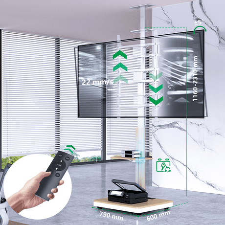 XTRARM TV Stander Elite hvid/bøg elektrisk justerbar - tvophaeng.dk