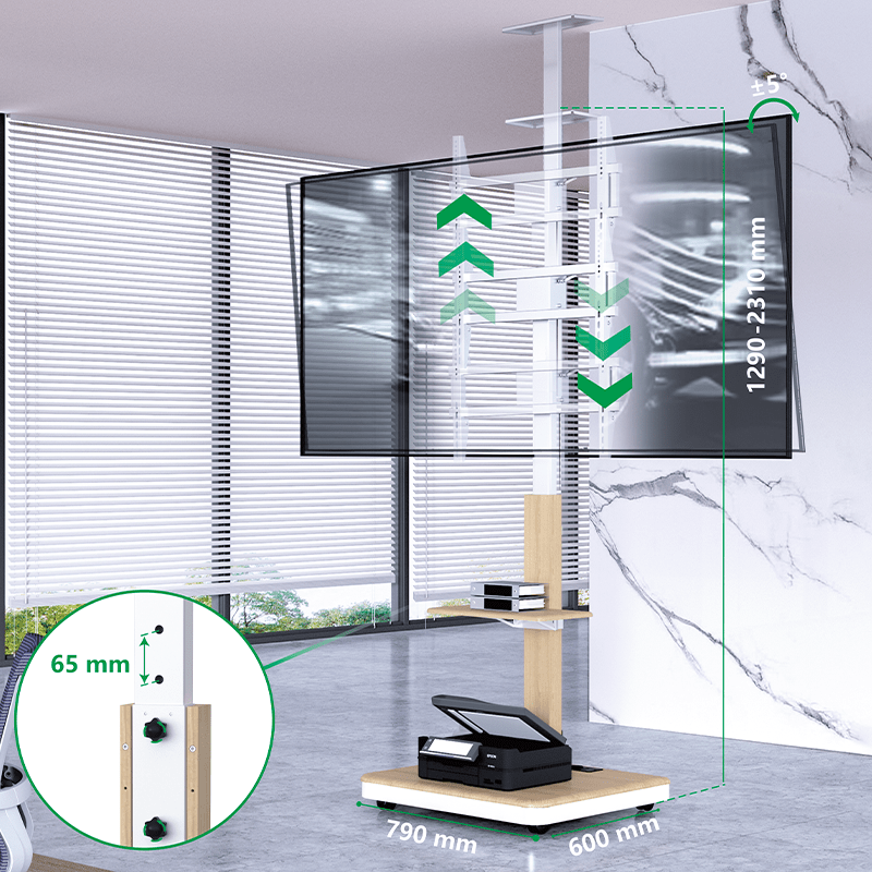 XTRARM TV Stander Elite hvid/bøg manuel justerbar - tvophaeng.dk