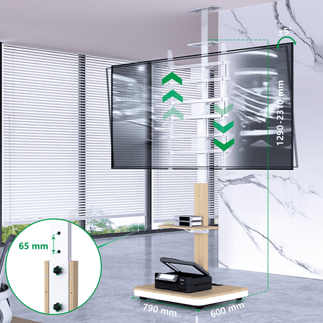 XTRARM TV Stander Elite hvid/bøg manuel justerbar - tvophaeng.dk