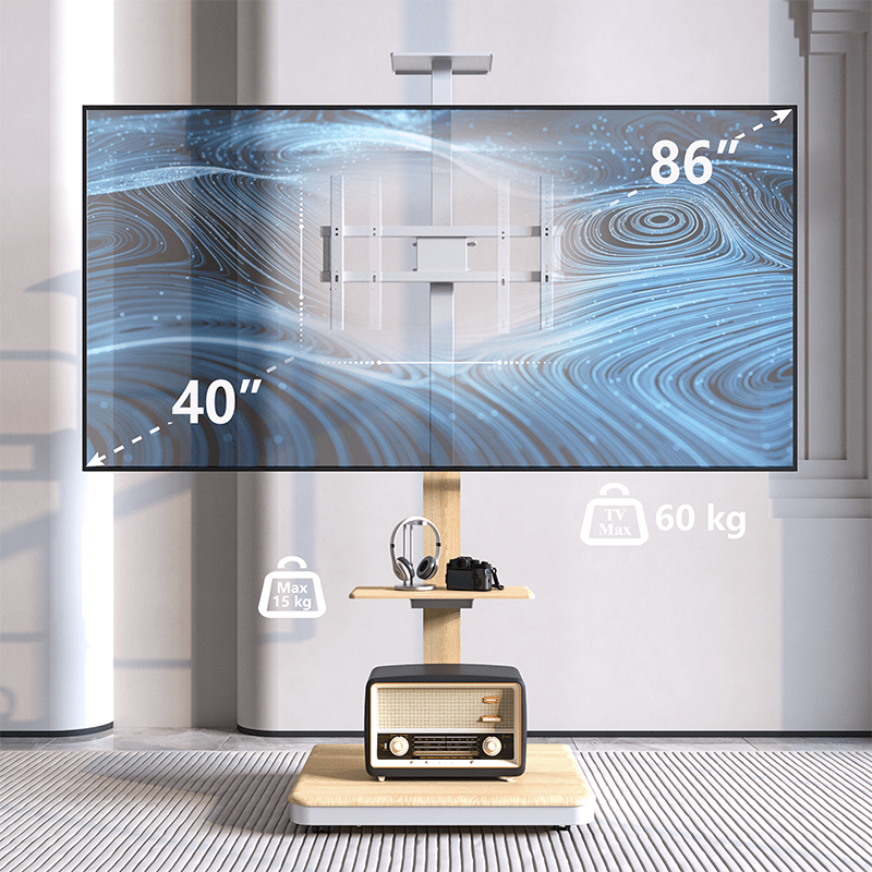 XTRARM TV Stander Elite hvid/bøg manuel justerbar - tvophaeng.dk