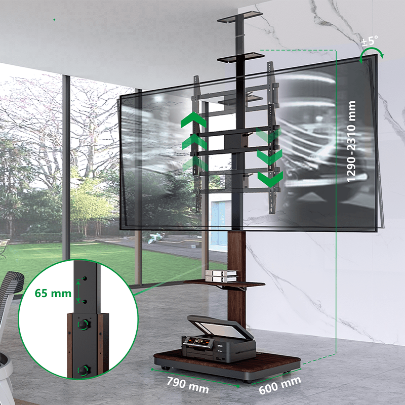 XTRARM TV Stander Elite sort/valnöt elektrisk justerbar - tvophaeng.dk
