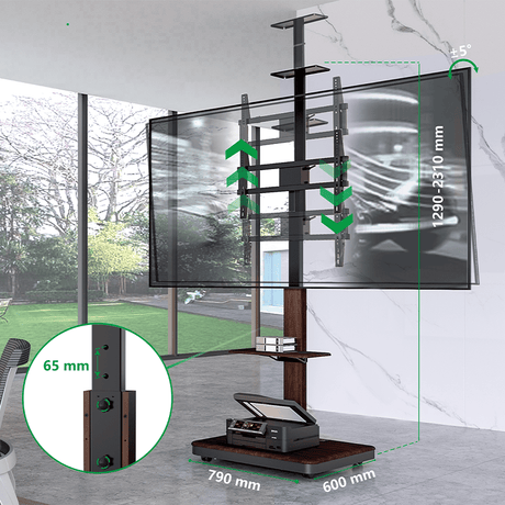XTRARM TV Stander Elite sort/valnöt elektrisk justerbar - tvophaeng.dk