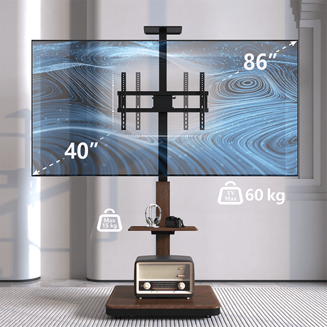 XTRARM TV Stander Elite sort/valnöt elektrisk justerbar - tvophaeng.dk