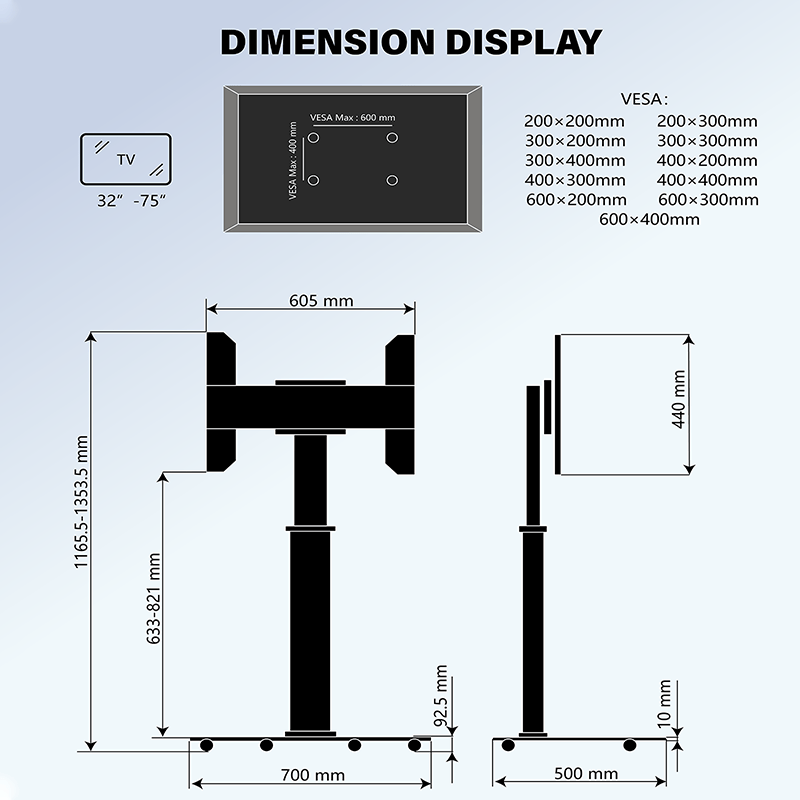 XTRARM TV Stander Proton 100 sort - tvophaeng.dk