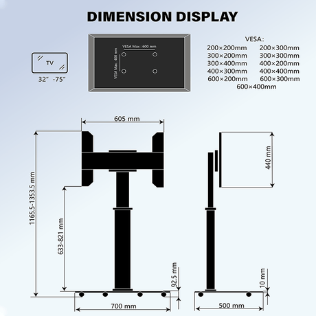 XTRARM TV Stander Proton 100 sort - tvophaeng.dk
