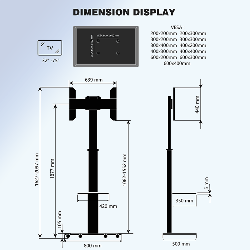 XTRARM TV Stander Proton 300 alu - tvophaeng.dk