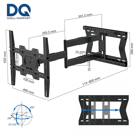 DQ Hercules Flex 2.0 80 cm Sort TV ophæng - tvophaeng.dk