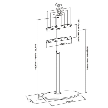 XTRARM Arius TV Stativ sort Oval fod - tvophaeng.dk