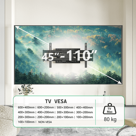 XTRARM Cratos 100 cm Rotate 400 TV ophæng sort - tvophaeng.dk