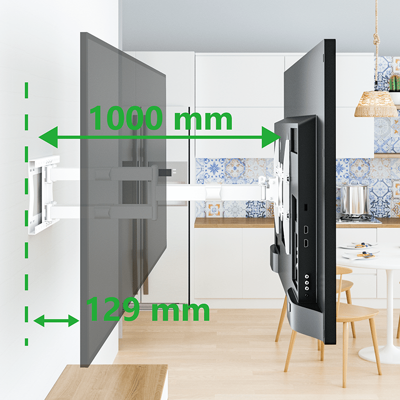 XTRARM Cratos 100 cm Rotate 600 TV ophæng hvid - tvophaeng.dk