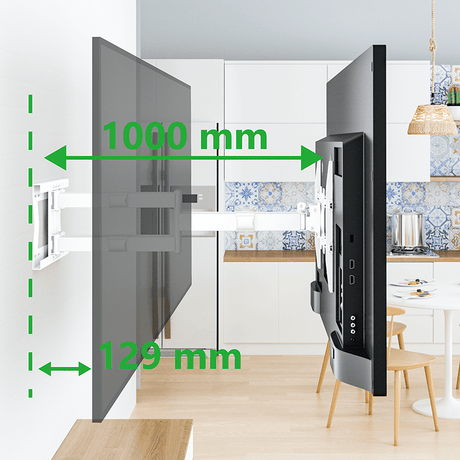 XTRARM Cratos 100 cm Rotate 600 TV ophæng hvid - tvophaeng.dk
