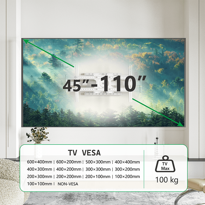 XTRARM Cratos 100 cm Rotate 600 TV ophæng hvid - tvophaeng.dk