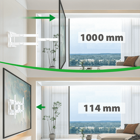 XTRARM Crius 100 cm Rotate 600 TV ophæng hvid - tvophaeng.dk